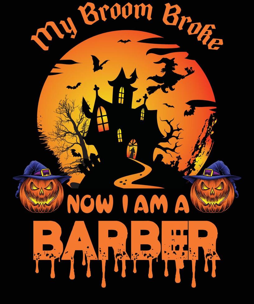 BARBER T-SHIRT DESIGN FOR HALLOWEEN vector