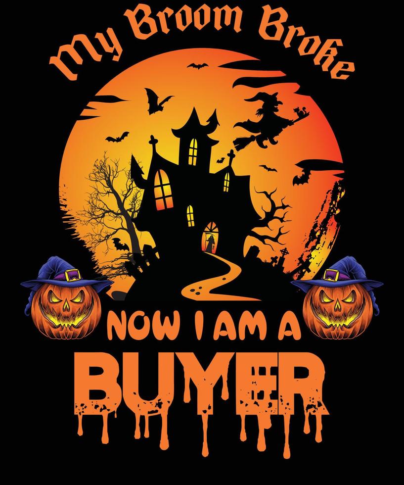 diseño de camiseta de comprador para halloween vector