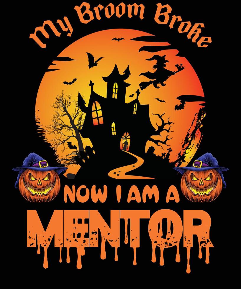 diseño de camiseta de mentor para halloween vector