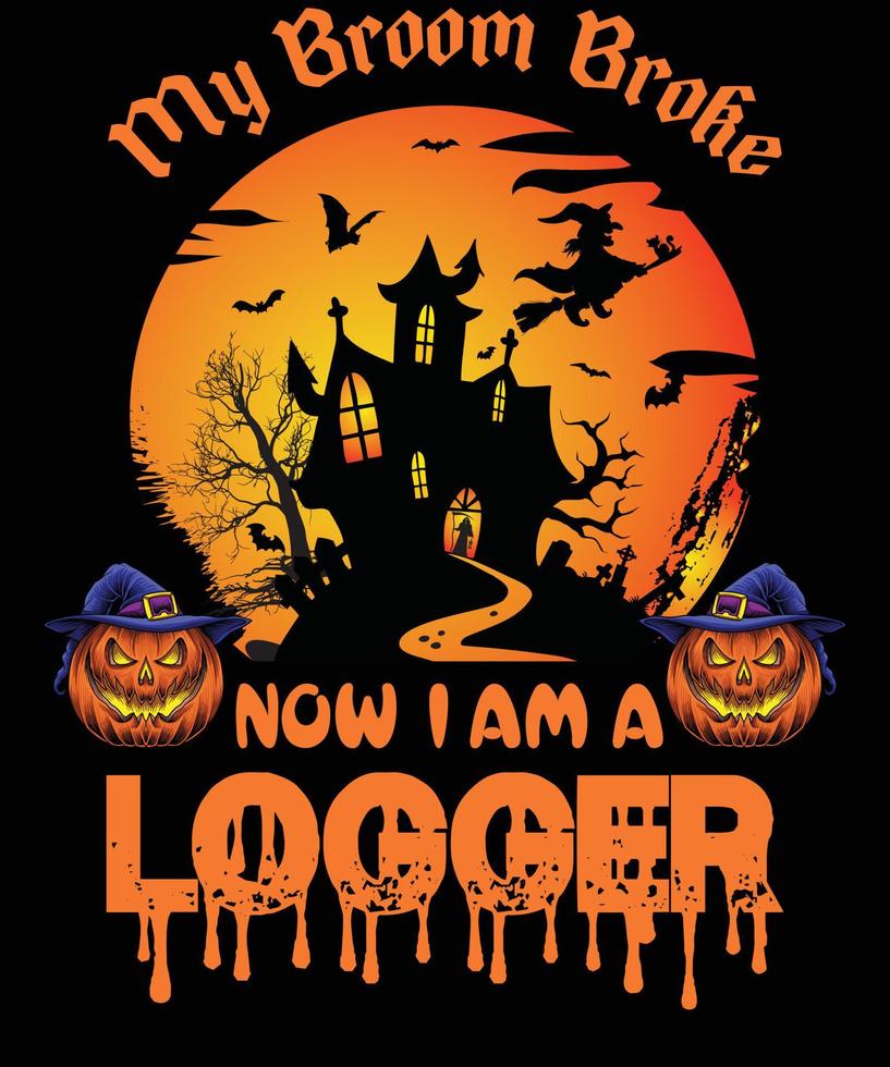 diseño de camiseta de registrador para halloween vector