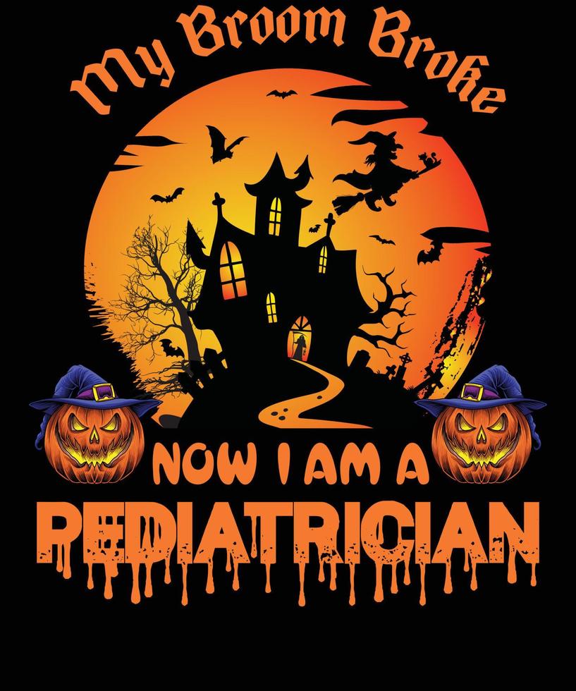 diseño de camiseta de pediatra para halloween vector