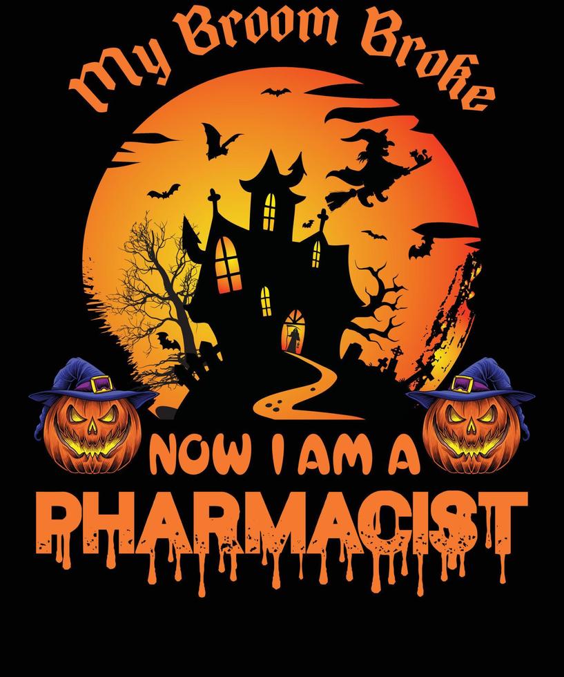 diseño de camiseta de farmacéutico para halloween vector