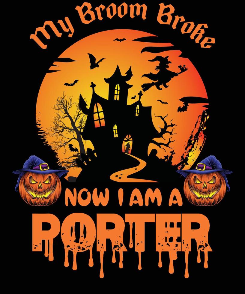 diseño de camiseta de porter para halloween vector