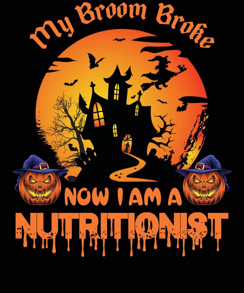 diseño de camiseta nutricionista para halloween vector