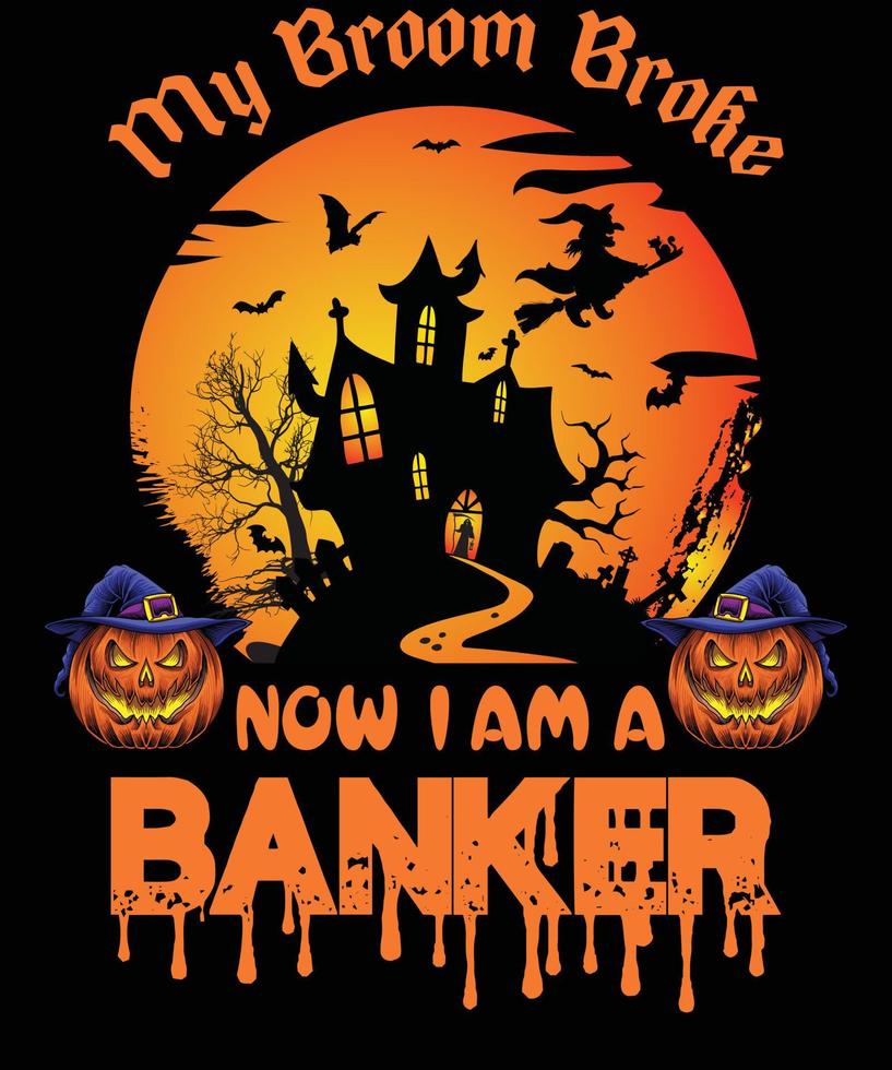 diseño de camiseta de banquero para halloween vector