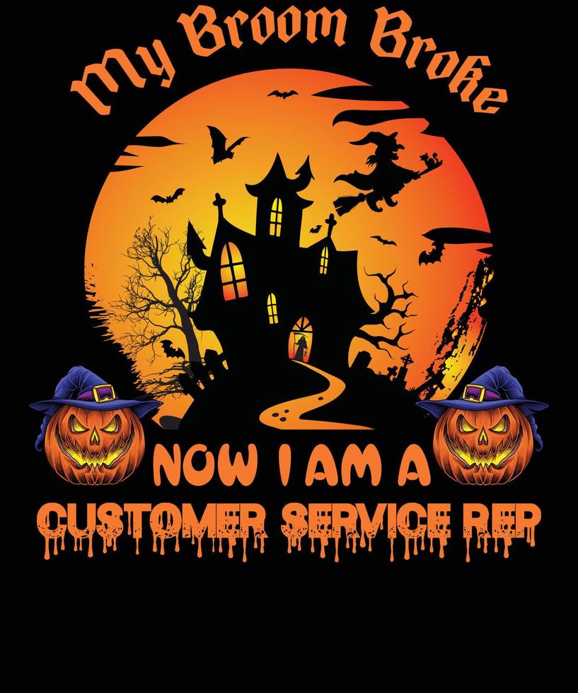 diseño de camiseta de representante de servicio al cliente para halloween vector