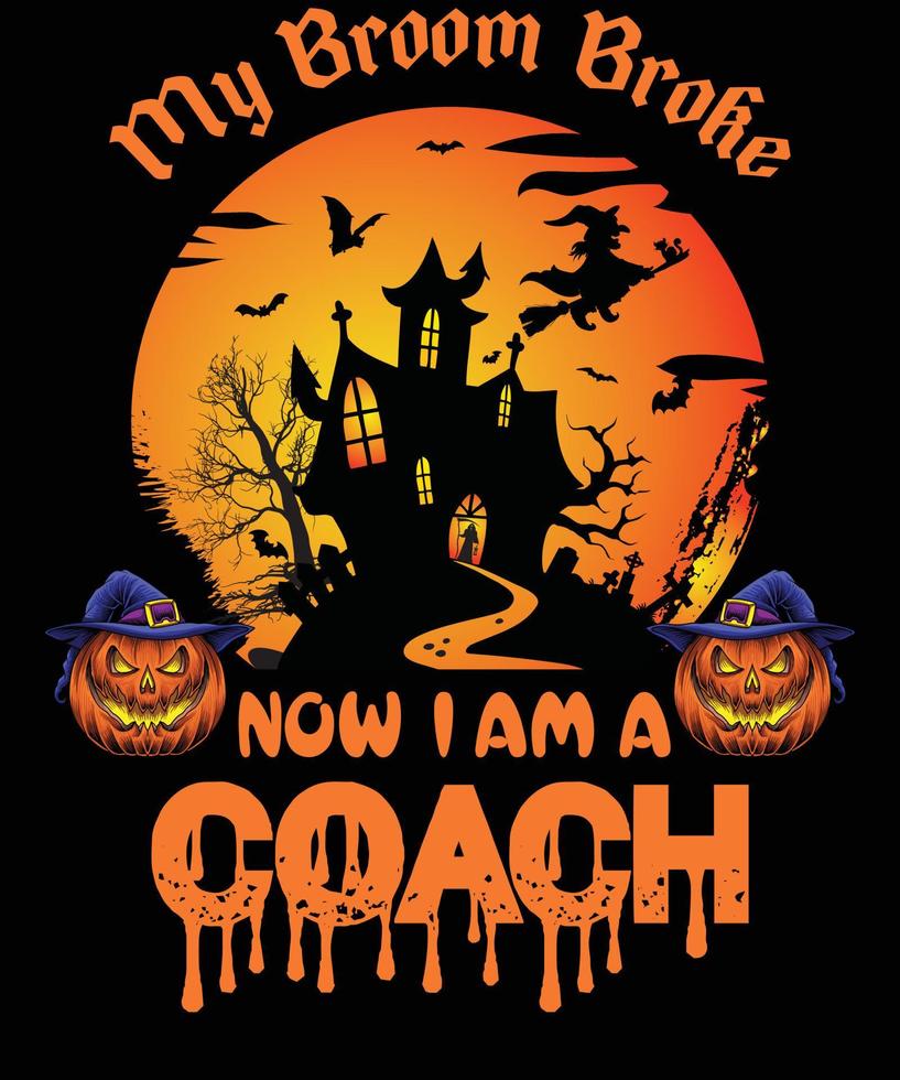diseño de camiseta de entrenador para halloween vector