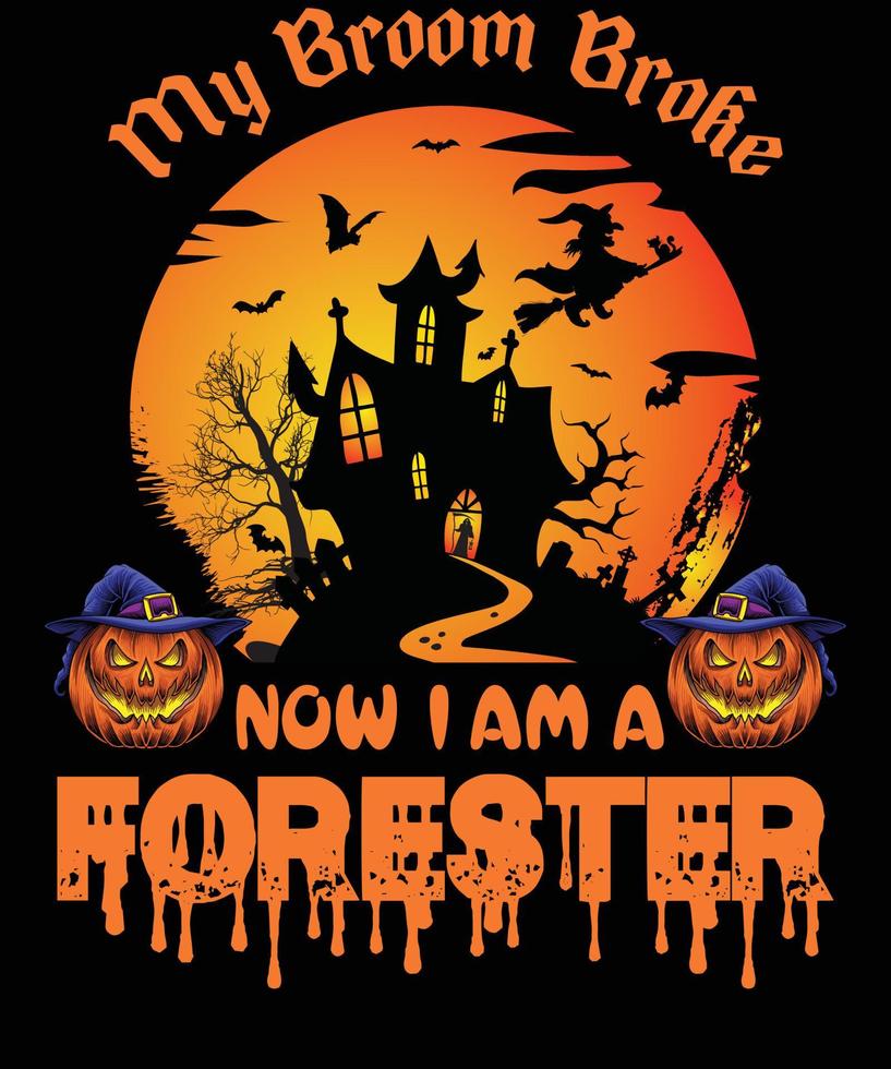 diseño de camiseta forestal para halloween vector