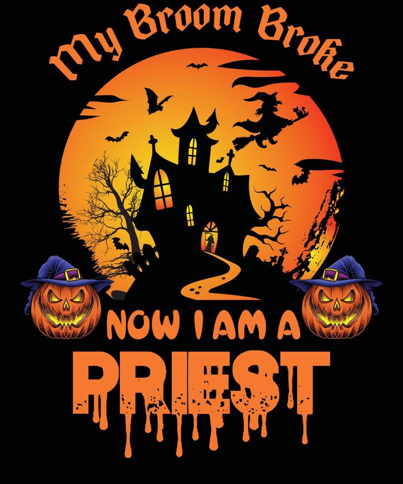 diseño de camiseta de sacerdote para halloween vector