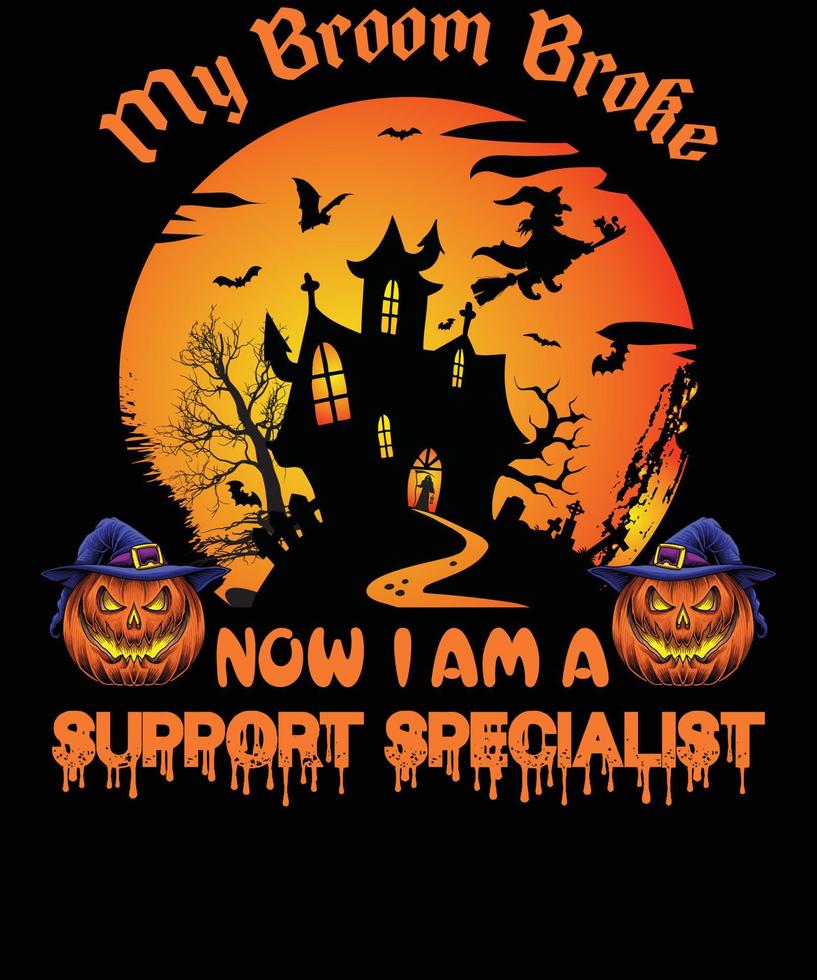 diseño de camiseta de especialista en soporte para halloween vector