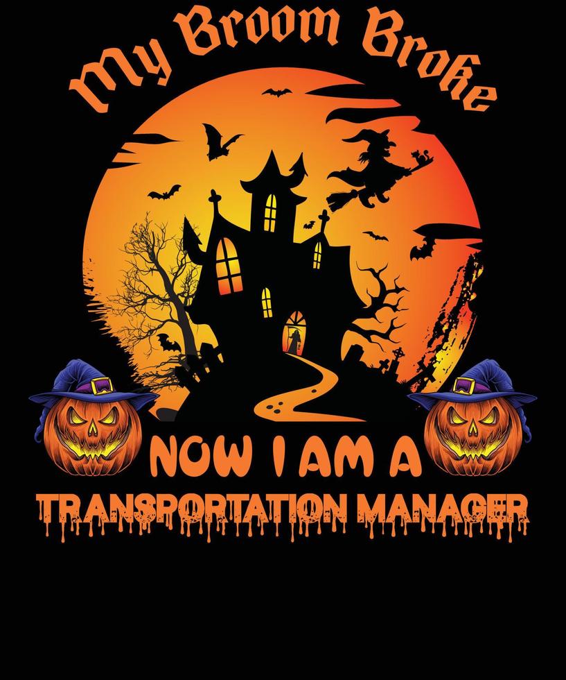 diseño de camiseta de gerente de transporte para halloween vector