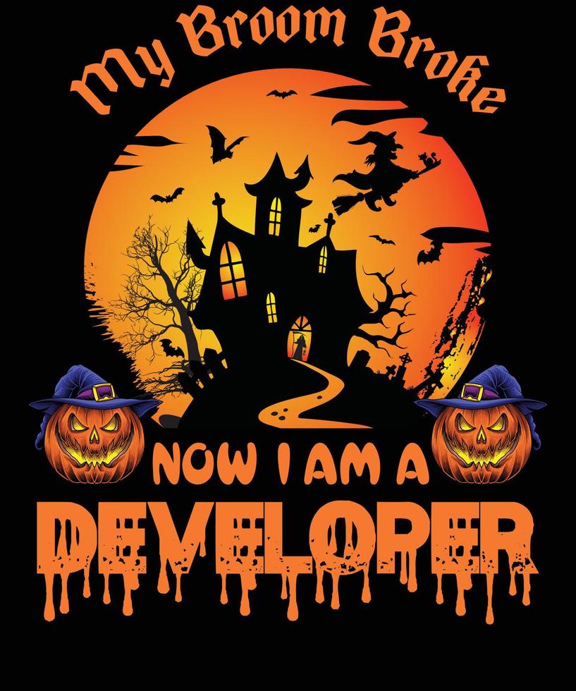 diseño de camiseta de desarrollador para halloween vector