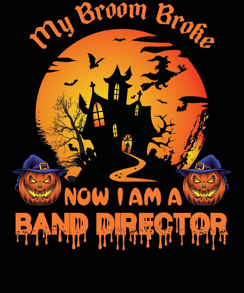 diseño de camiseta de director de banda para halloween vector