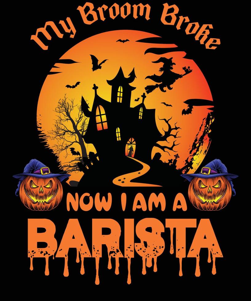 diseño de camiseta de barista para halloween vector