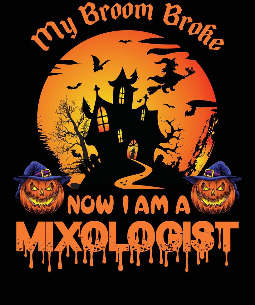 diseño de camiseta de mixólogo para halloween vector