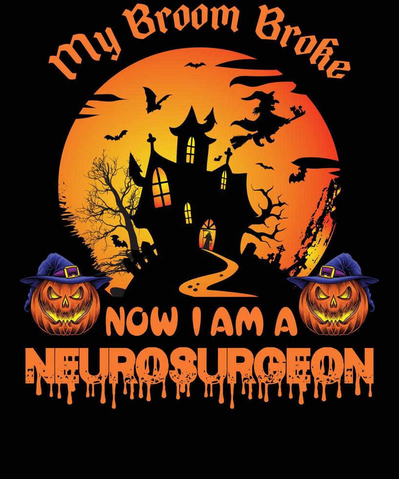 diseño de camiseta de neurocirujano para halloween vector