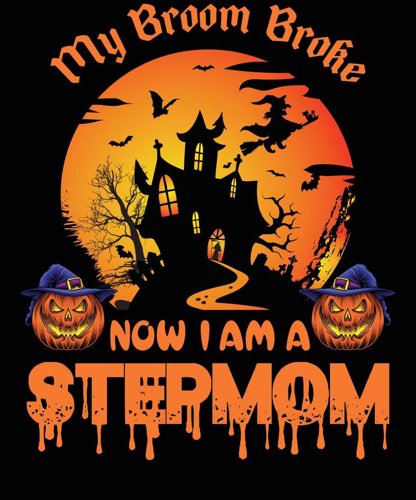 diseño de camiseta de madrastra para halloween vector