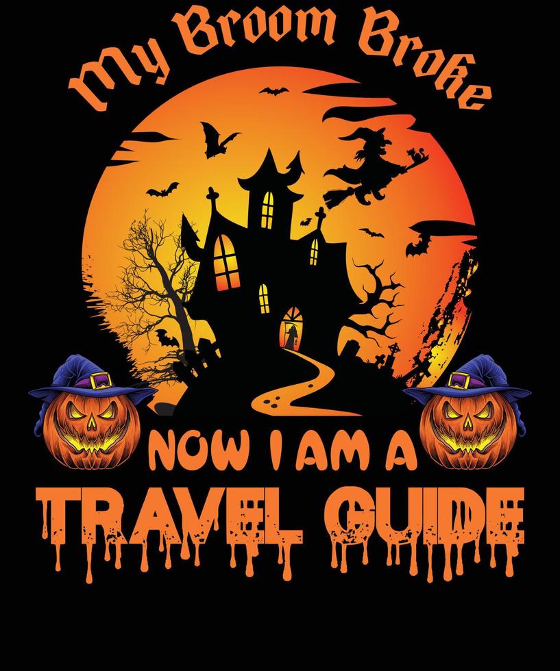 diseño de camiseta de guía de viaje para halloween vector