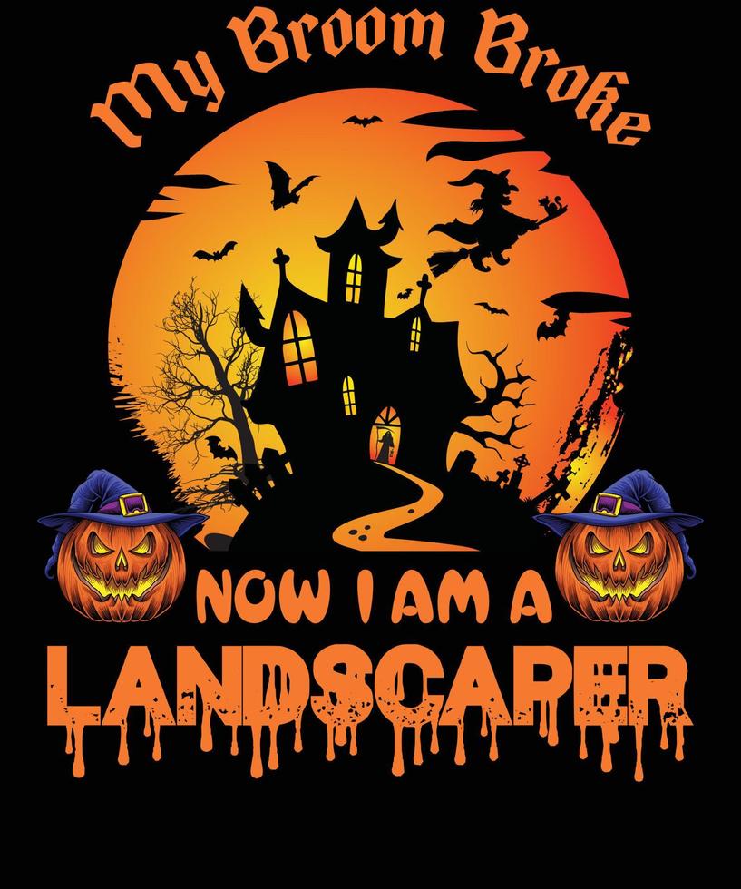 diseño de camiseta de paisajista para halloween vector