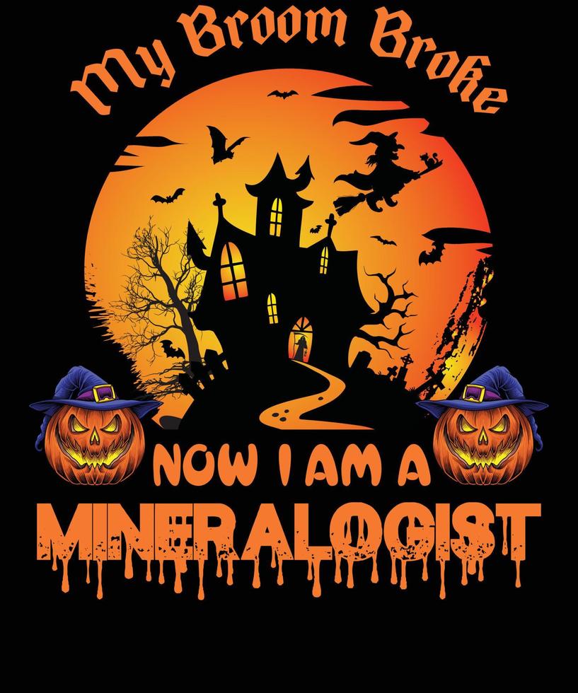 diseño de camiseta mineralogista para halloween vector