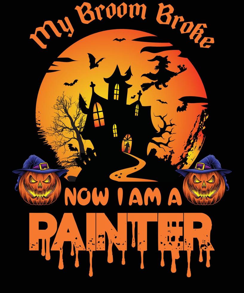 diseño de camiseta de pintor para halloween vector