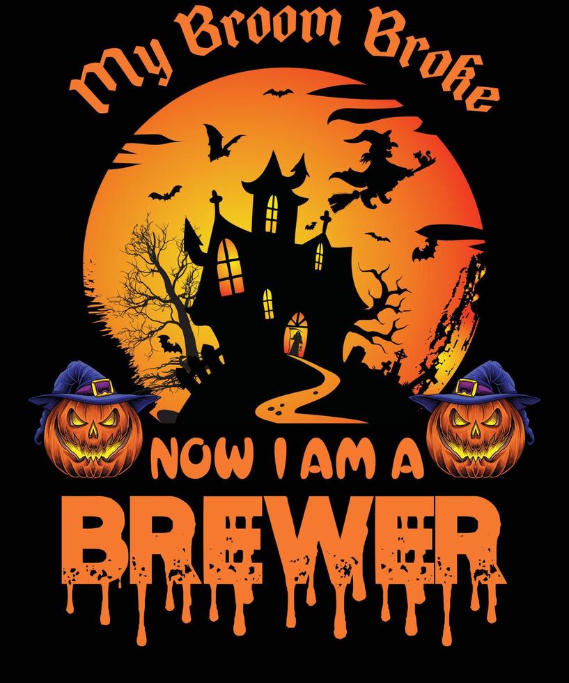 diseño de camiseta de cervecero para halloween vector