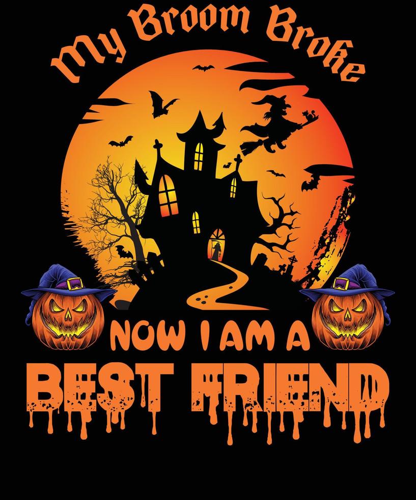 diseño de camiseta de mejor amigo para halloween vector