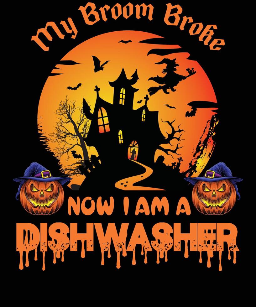 diseño de camiseta de lavavajillas para halloween vector