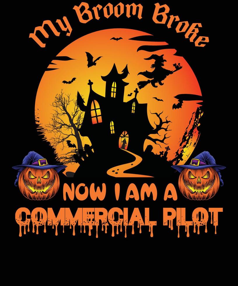 COMMERCIAL PILOT T-SHIRT DESIGN FOR HALLOWEEN vector