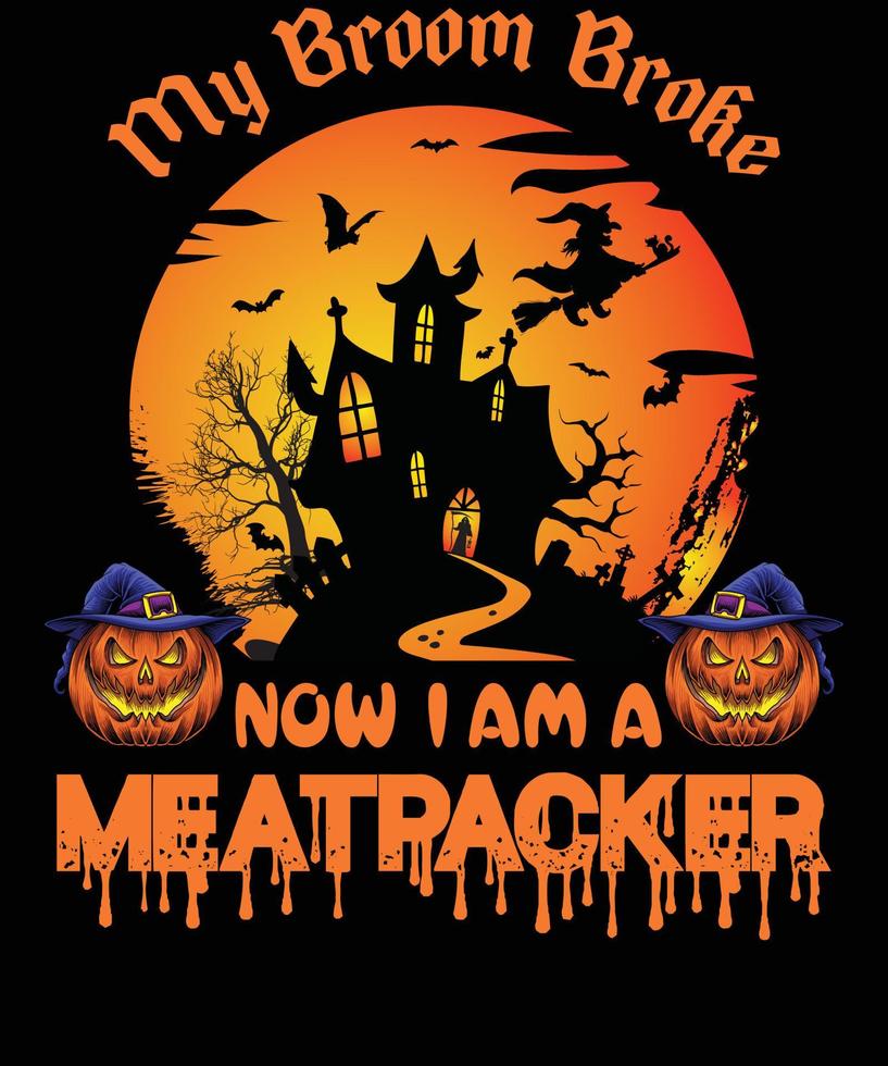 diseño de camiseta de empacadora de carne para halloween vector