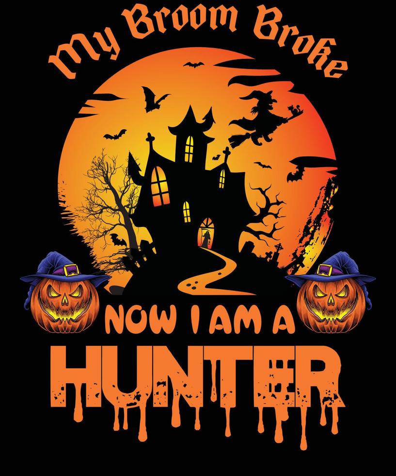 HUNTER T-SHIRT DESIGN FOR HALLOWEEN vector