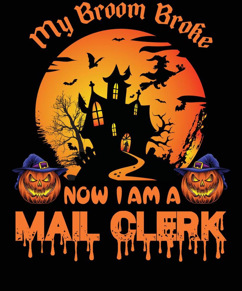 diseño de camiseta de empleado de correo para halloween vector