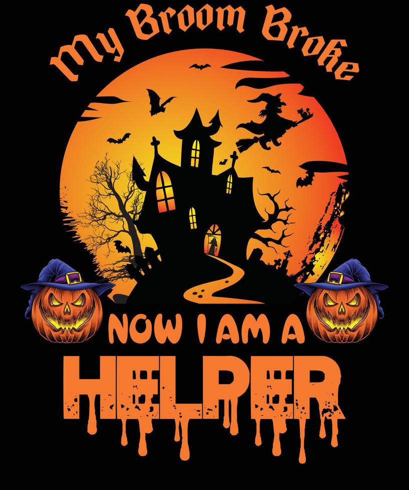 diseño de camiseta de ayudante para halloween vector