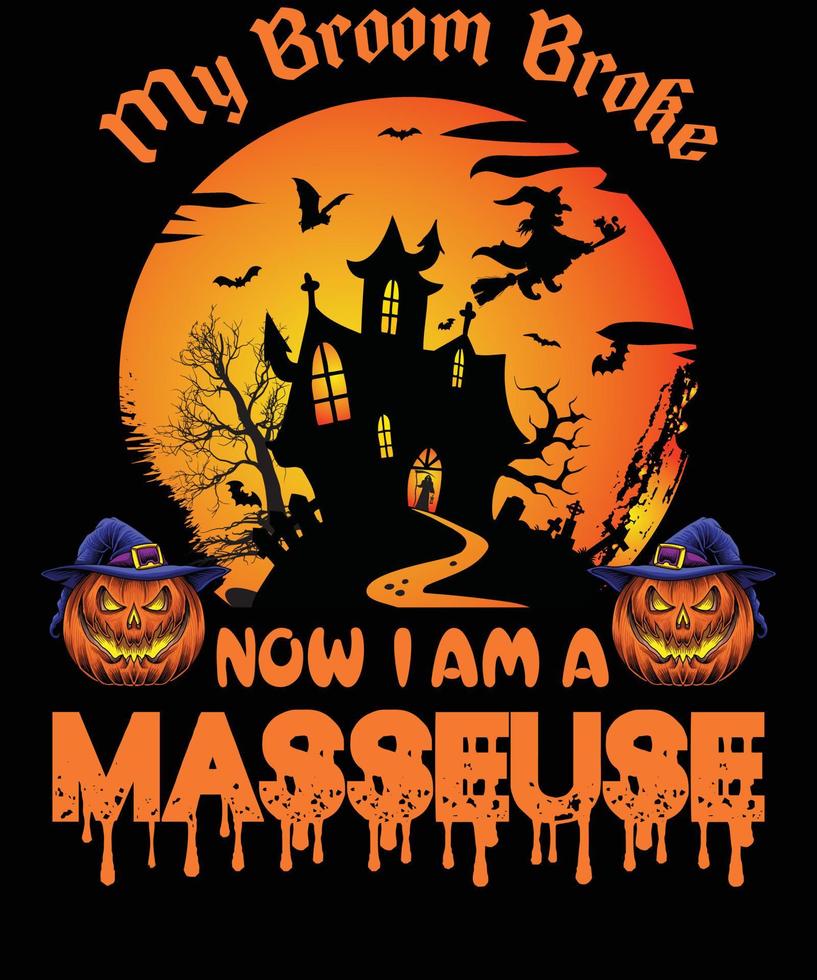 MASSEUSE T-SHIRT DESIGN FOR HALLOWEEN vector