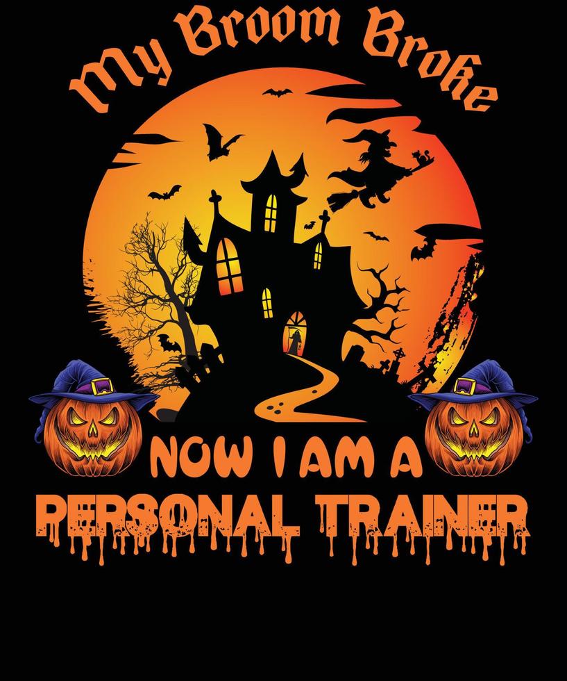 diseño de camiseta de entrenador personal para halloween vector