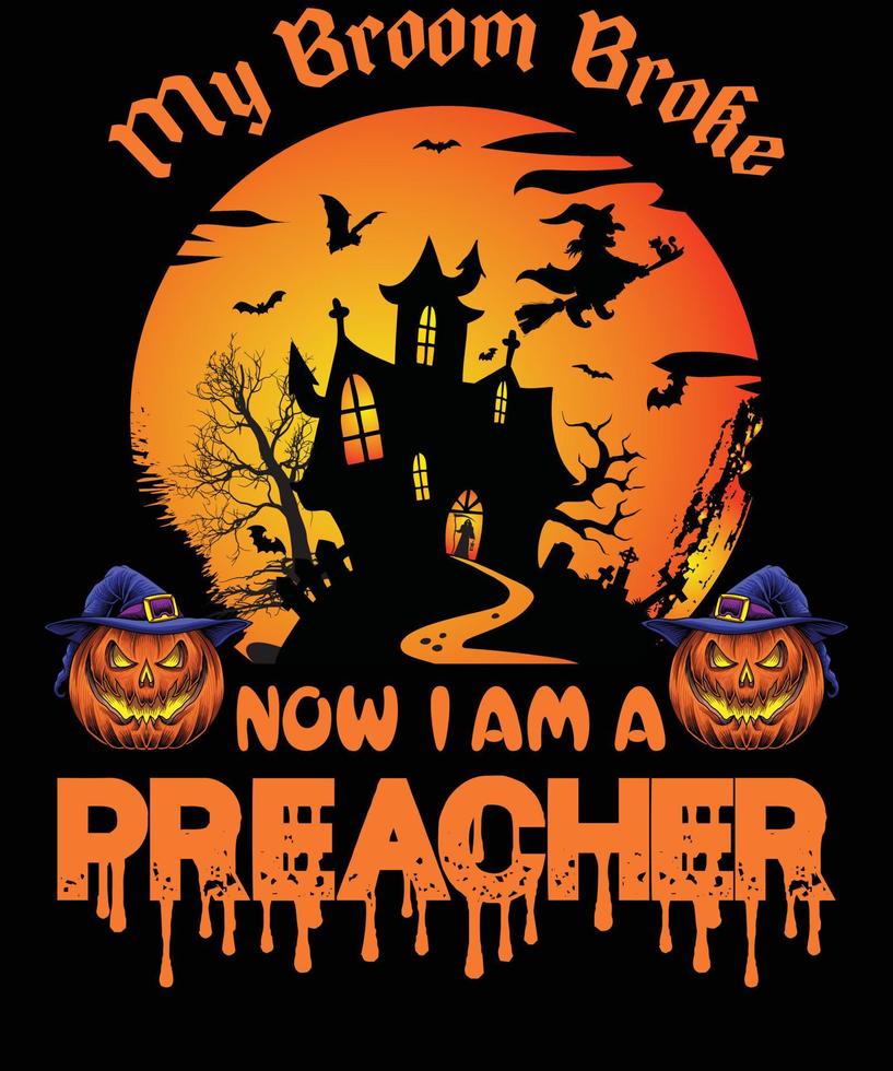 diseño de camiseta de predicador para halloween vector