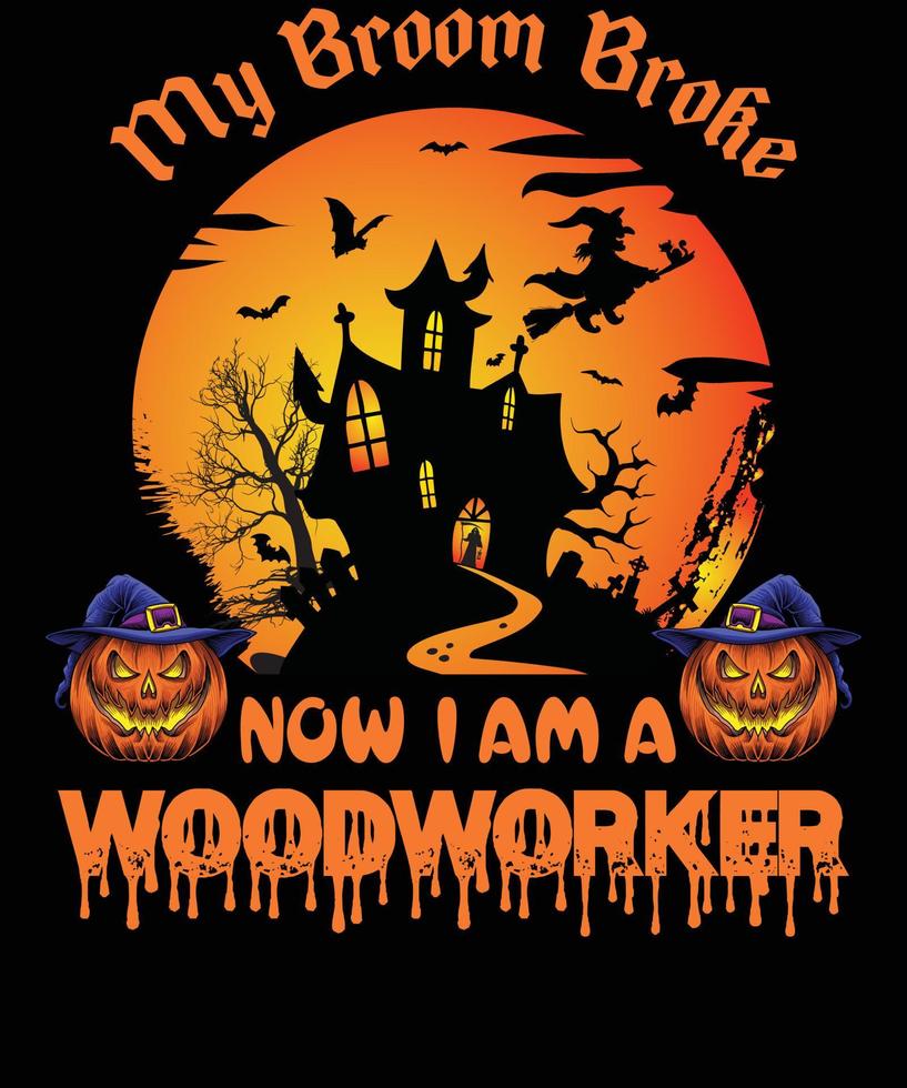 diseño de camiseta de carpintero para halloween vector