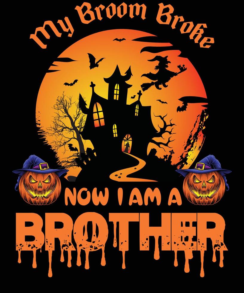 diseño de camiseta de hermano para halloween vector