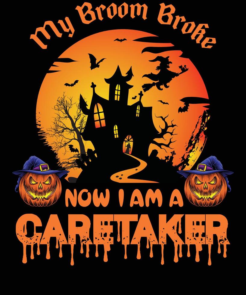 diseño de camiseta de cuidador para halloween vector