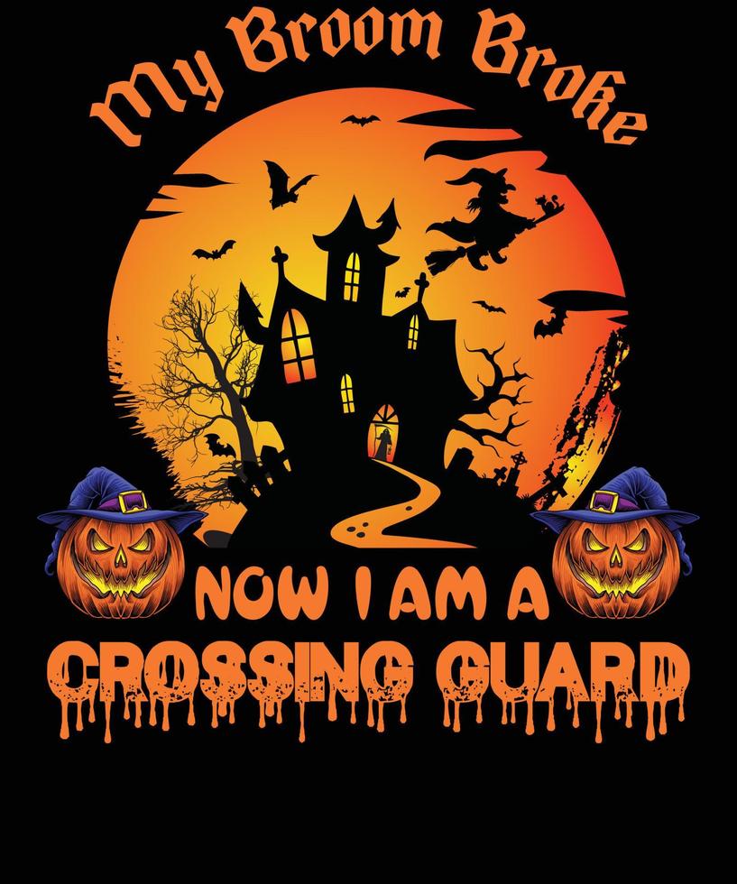 diseño de camiseta de guardia de cruce para halloween vector