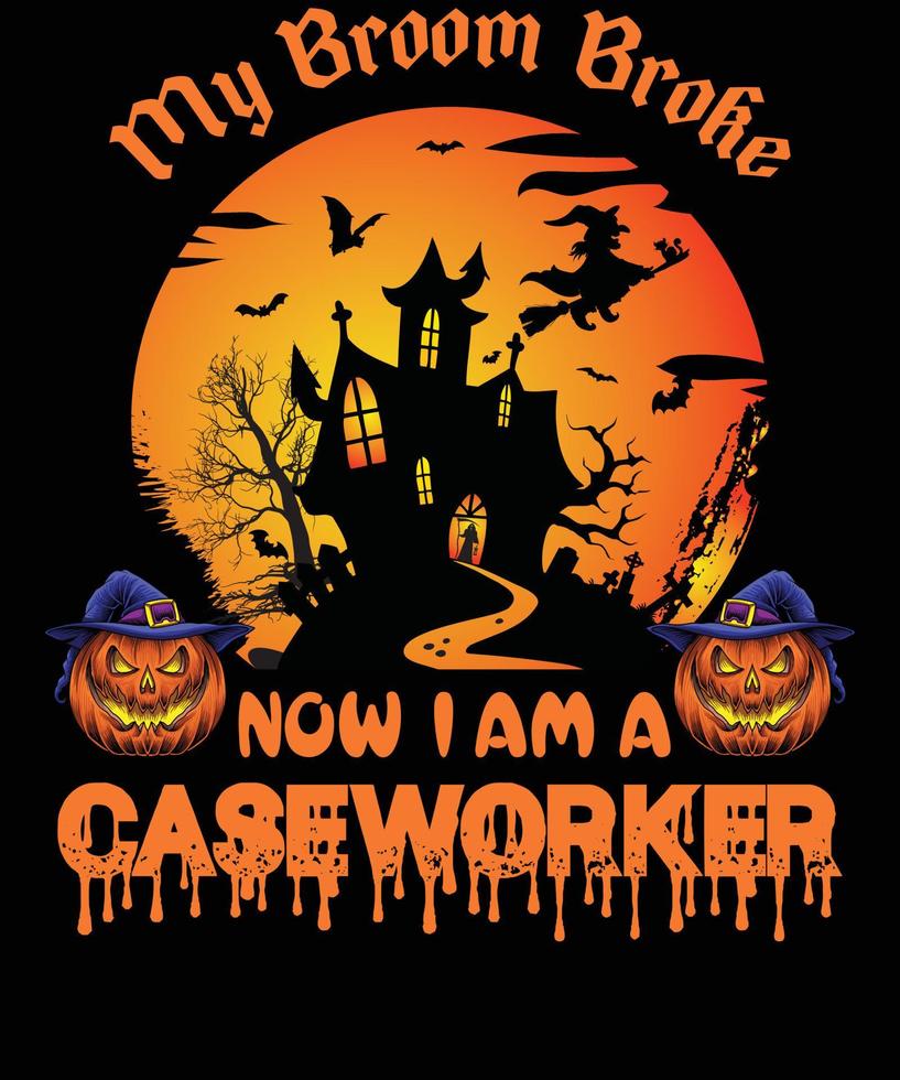 diseño de camiseta de asistente social para halloween vector