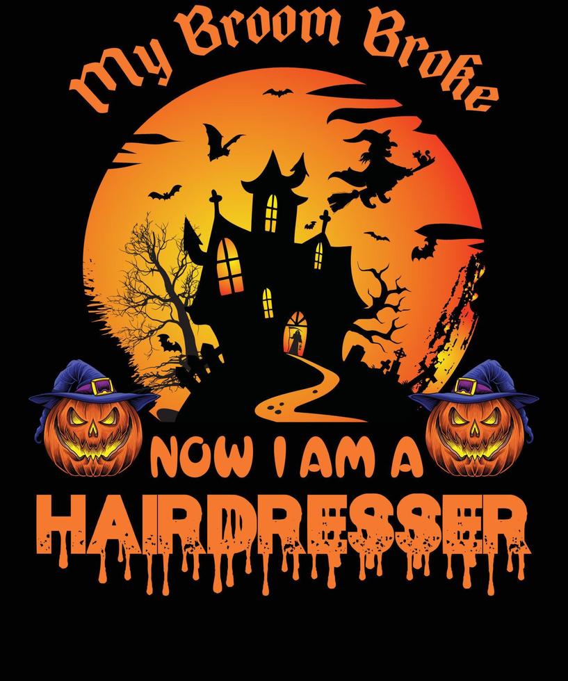 diseño de camiseta de peluquería para halloween vector