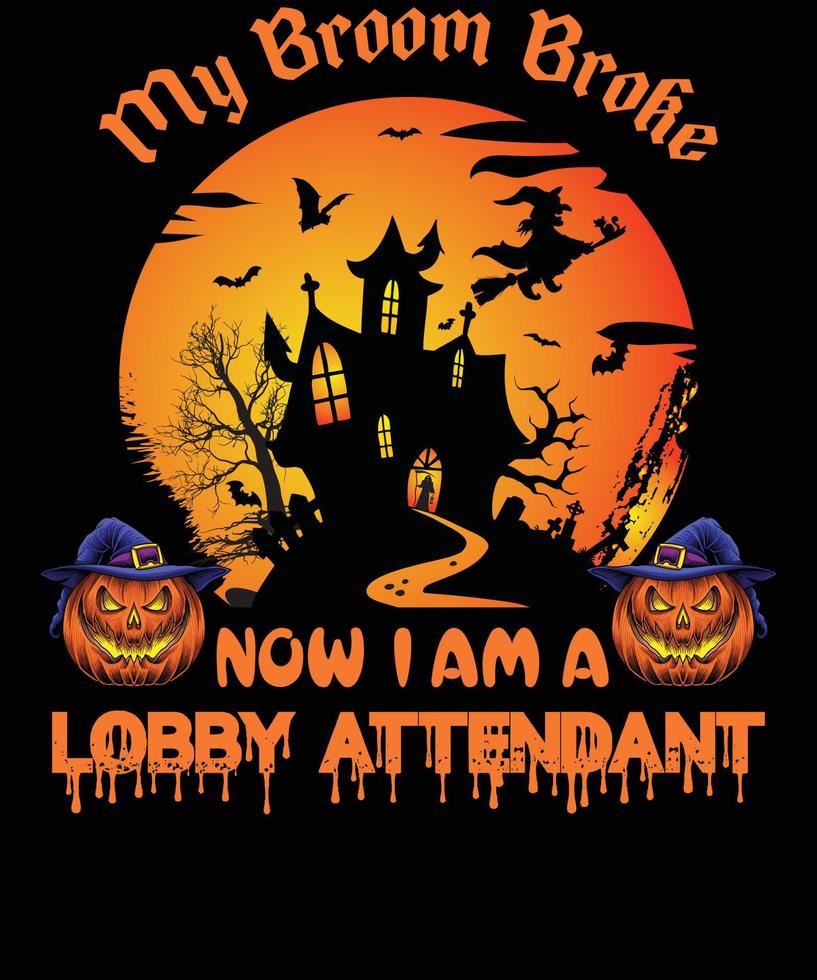 LOBBY ATTENDANT T-SHIRT DESIGN FOR HALLOWEEN vector