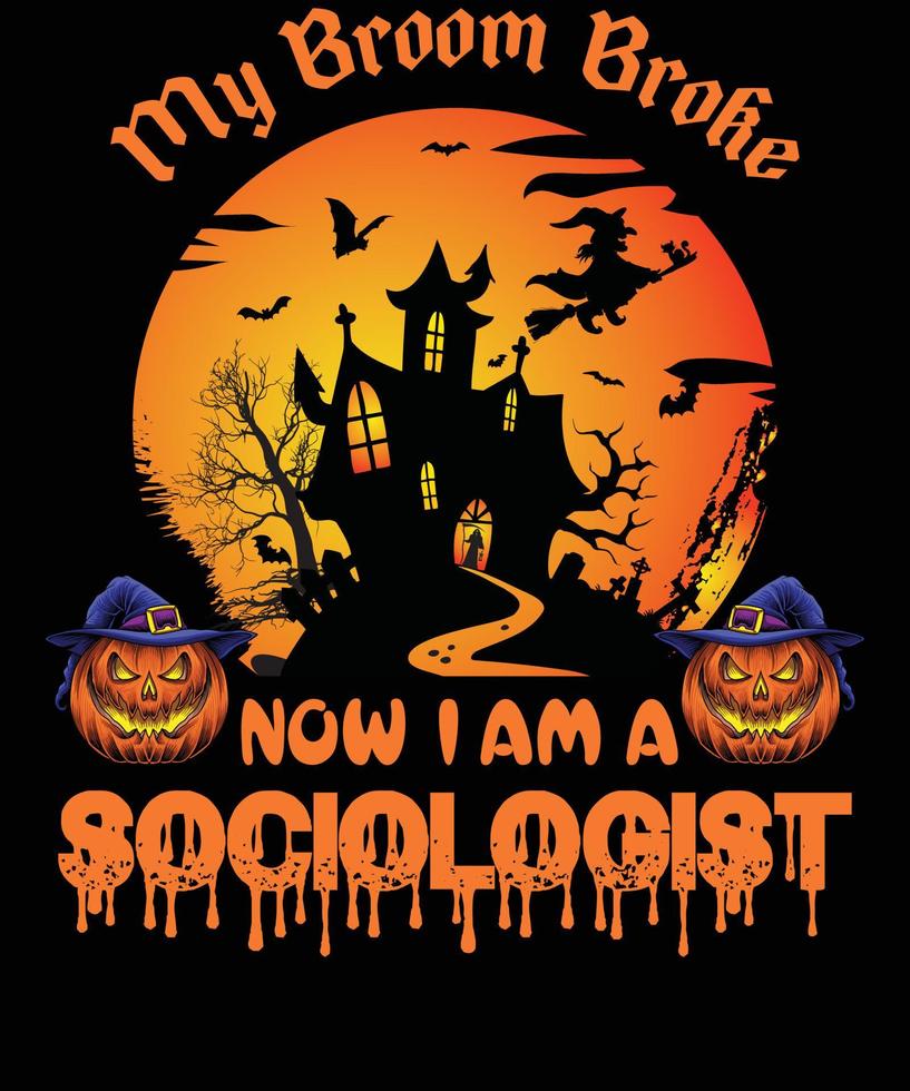 diseño de camiseta de sociólogo para halloween vector