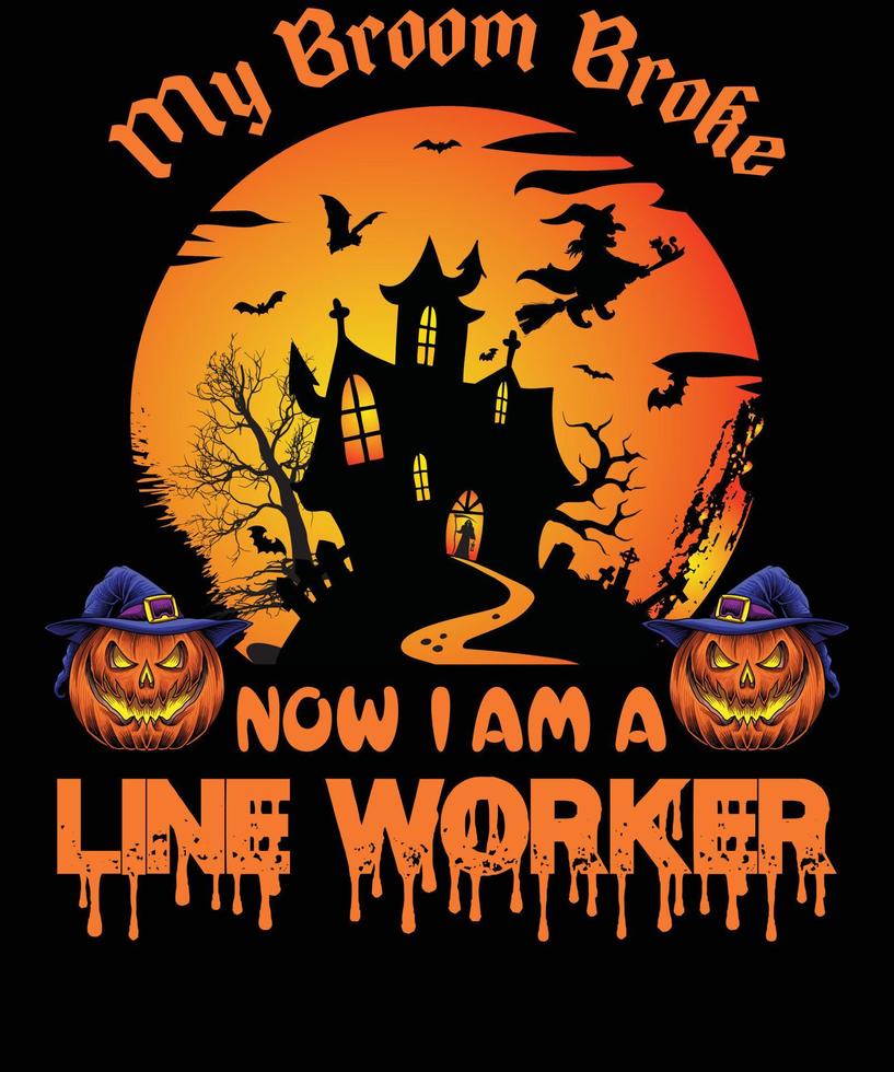 diseño de camiseta de trabajador de línea para halloween vector