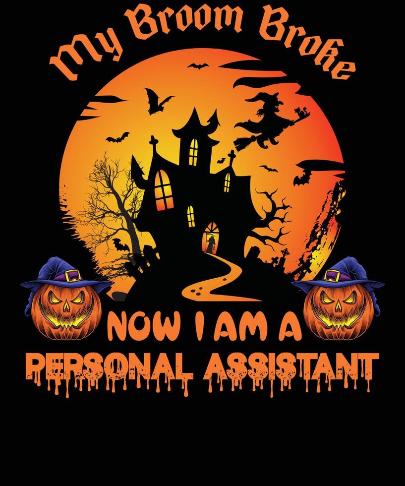 diseño de camiseta de asistente personal para halloween vector