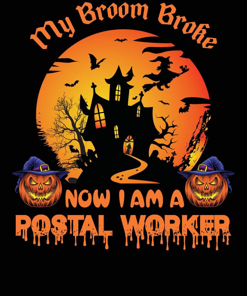 diseño de camiseta de trabajador postal para halloween vector