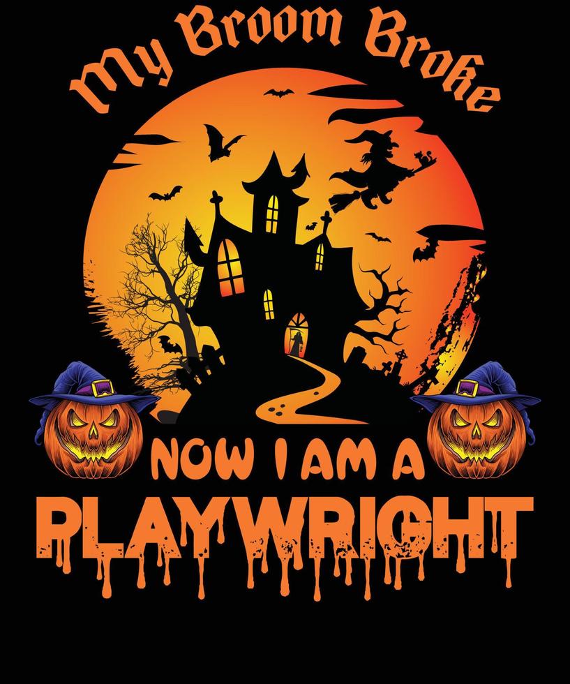 diseño de camiseta de dramaturgo para halloween vector