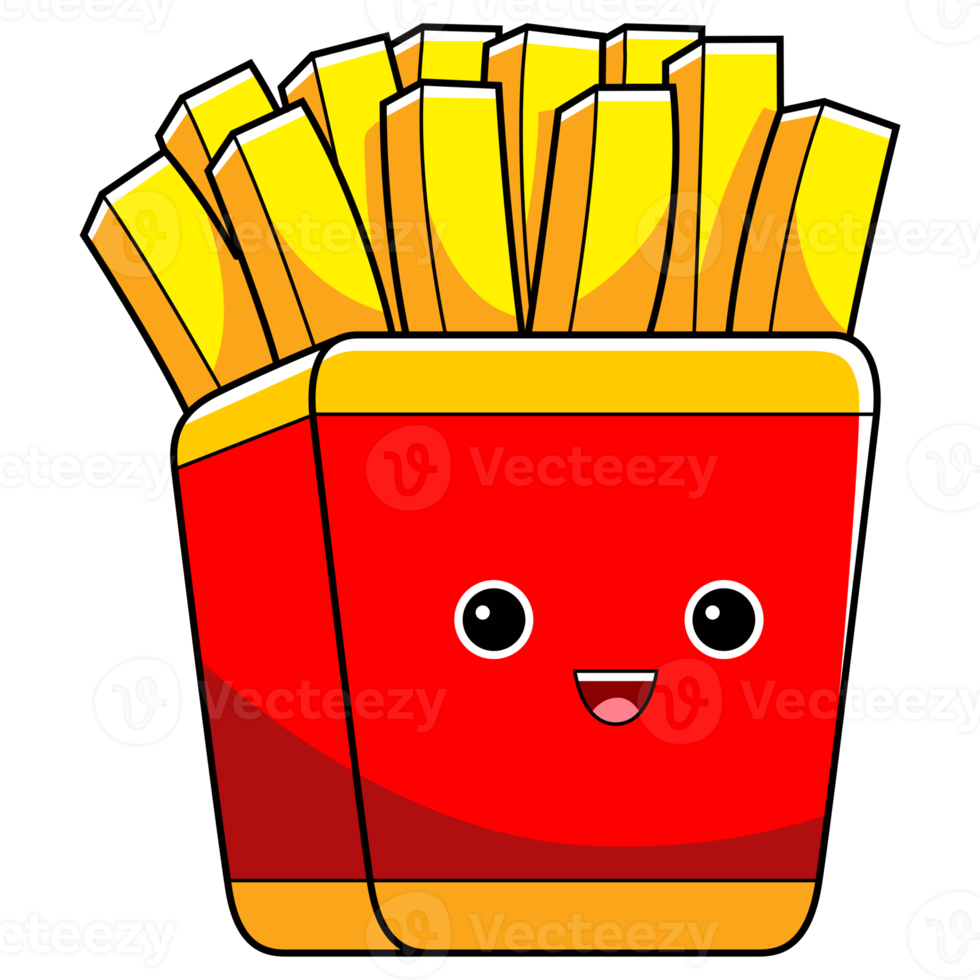 Cute French Fries Cartoon Illustration png
