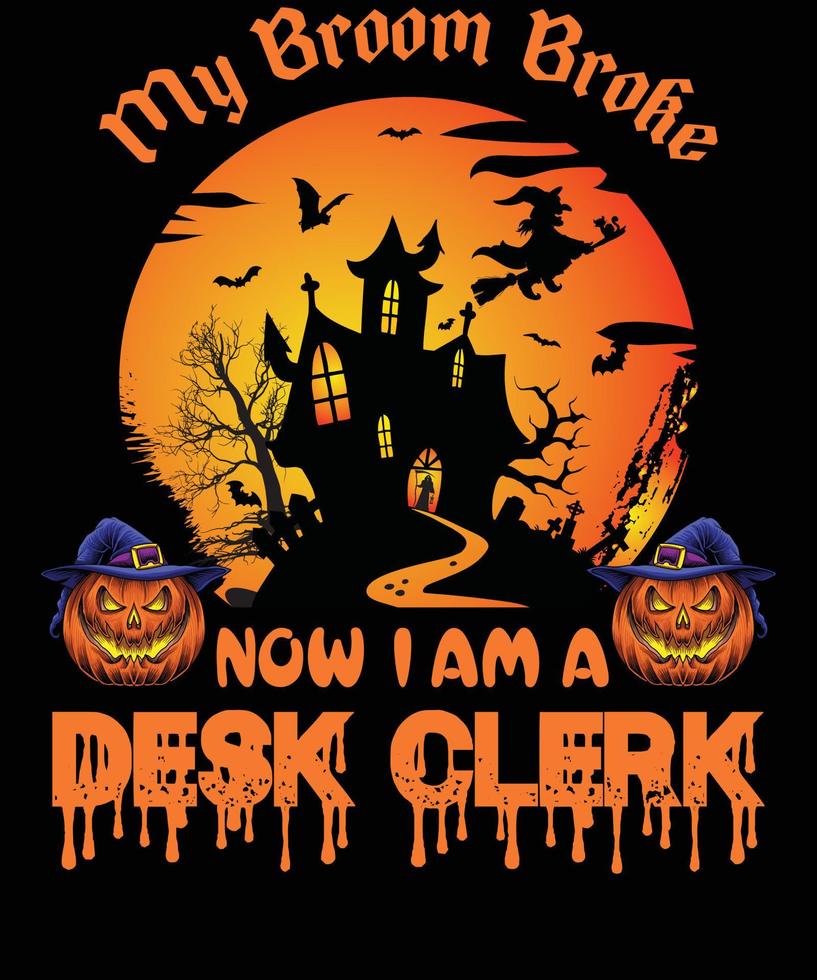 DESK CLERK T-SHIRT DESIGN FOR HALLOWEEN vector